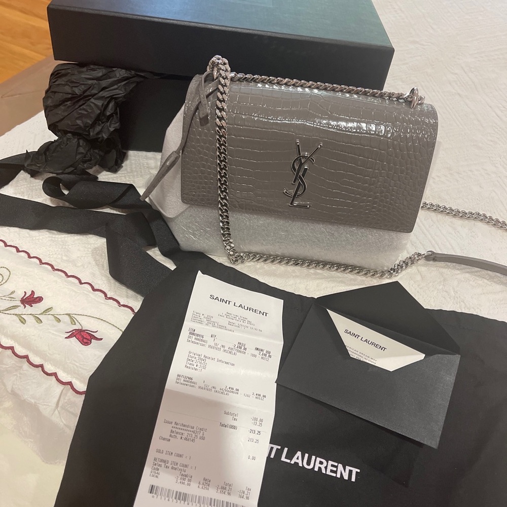 Brand new Ysl croc embossed sunset bag
